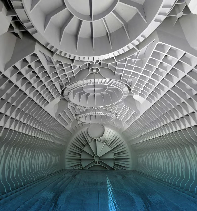 AquaBox tank structure descending below the ground line